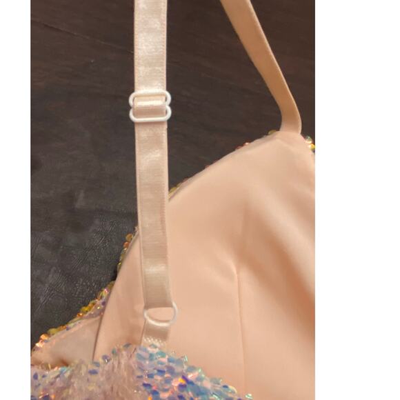 Plus Size Iridescent Champagne Rose Gold Sequin Mini Dress 3X Party New Years - Picture 8 of 10